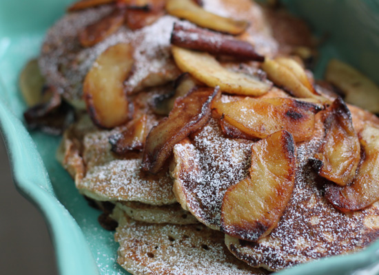 spelt flour buttermilk pancakes with caramelised apples