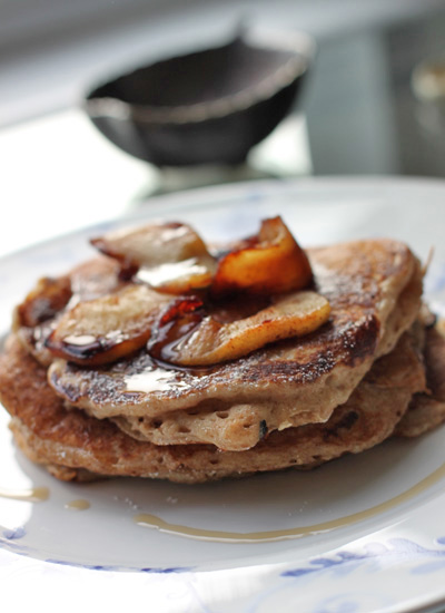 spelt flour buttermilk pancakes with caramelised apples