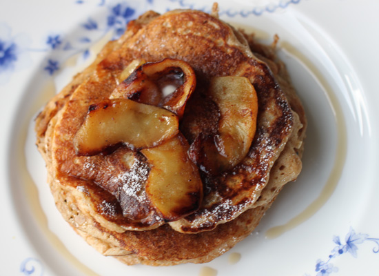 spelt flour buttermilk pancakes with caramelised apples