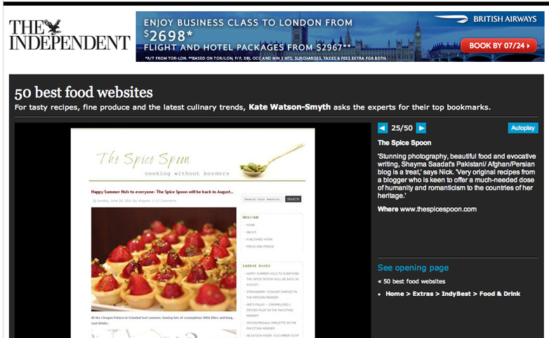 The Spice Spoon, Top 50 Website in the World